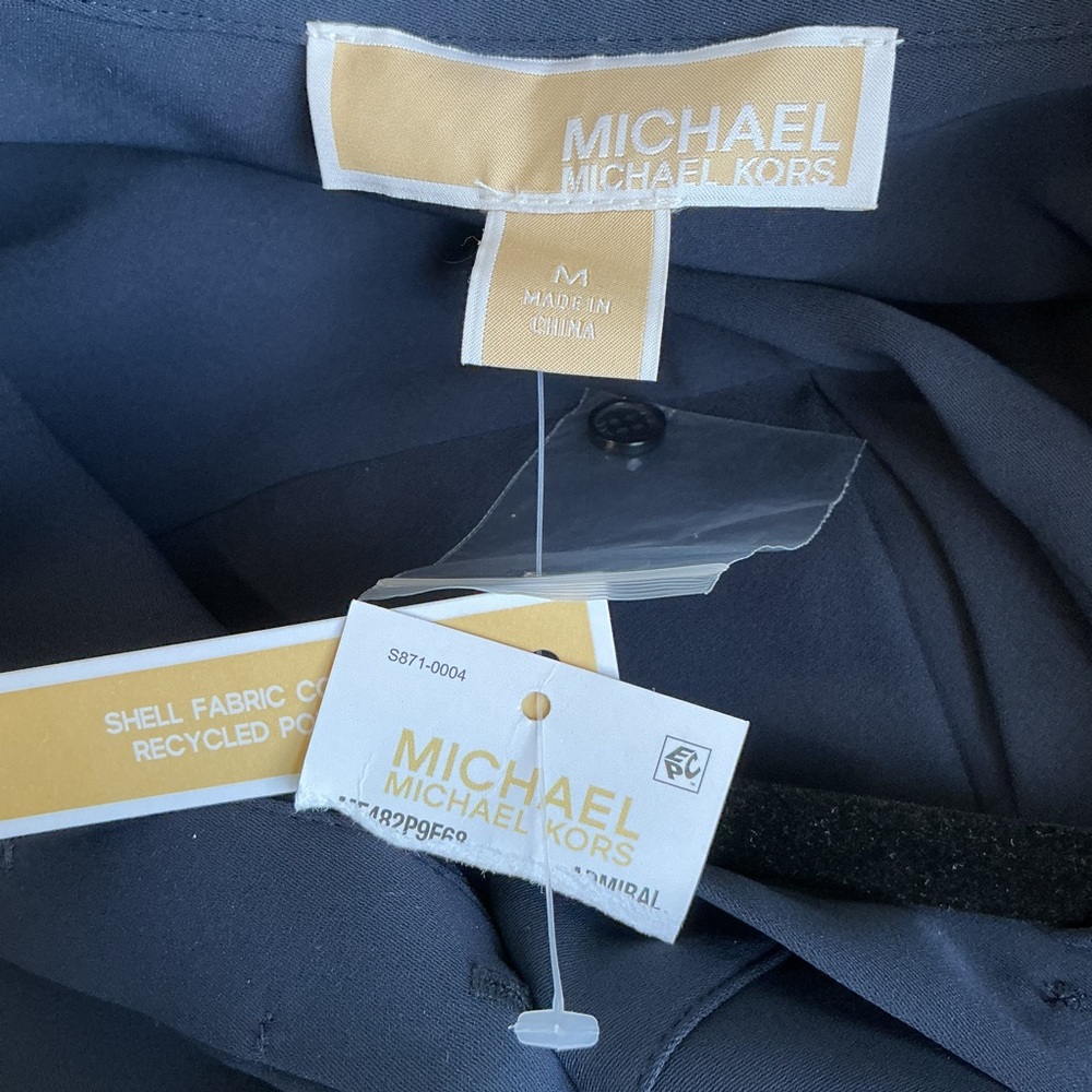 NWT Michael Kors | Navy Pleated Shirt Dress Belted Long Sleeve Capsule Wardrobe - Picture 8 of 10